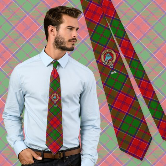 Clan Grant Wapen over Tartan Stropdas