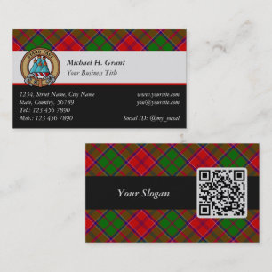 Clan Grant Wapen over Tartan Visitekaartje