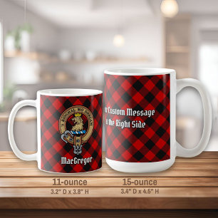 Clan Gregor Crest boven Rob Roy Tartan Koffiemok