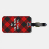 Clan Gregor Crest over Rob Roy Tartan Bagagelabel (Achterkant horizontaal)