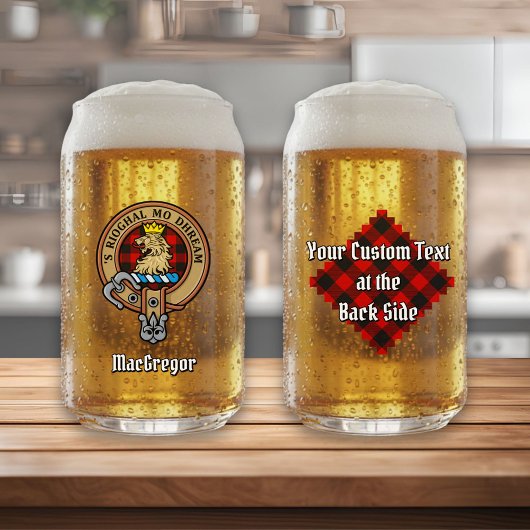 Clan Gregor Crest over Rob Roy Tartan Blikvorm Glas