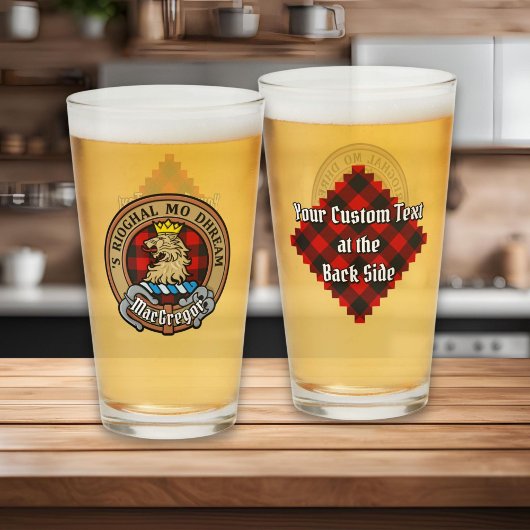 Clan Gregor Crest over Rob Roy Tartan Glas
