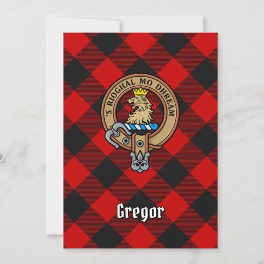 Clan Gregor Crest over Rob Roy Tartan Kaart (Achterkant)