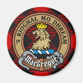 Clan Gregor Crest over Rob Roy Tartan Magneet (Voorkant)