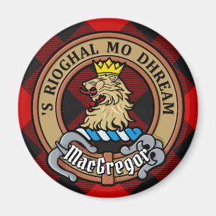 Clan Gregor Crest over Rob Roy Tartan Magneet