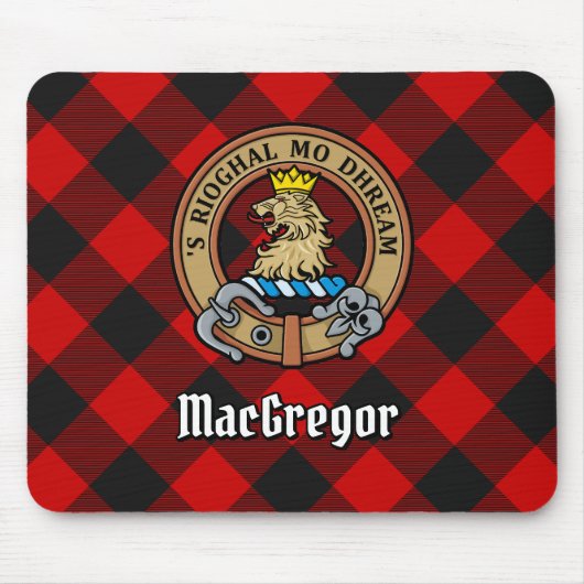 Clan Gregor Crest over Rob Roy Tartan Muismat (Voorkant)