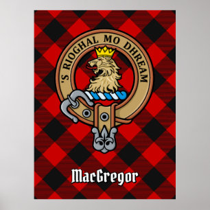 Clan Gregor Crest over Rob Roy Tartan Poster