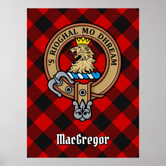 Clan Gregor Crest over Rob Roy Tartan Poster (Voorkant)