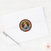 Clan Gregor Crest over Rob Roy Tartan Ronde Sticker (Envelop)