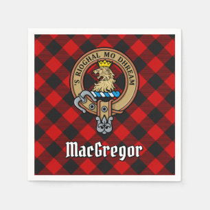 Clan Gregor Crest over Rob Roy Tartan Servet