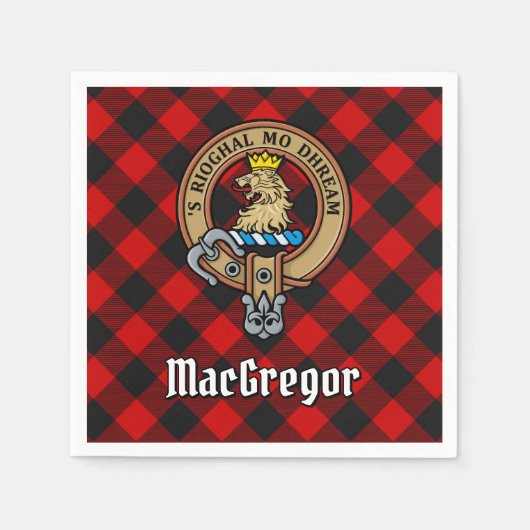 Clan Gregor Crest over Rob Roy Tartan Servet (Voorkant)