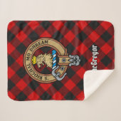 Clan Gregor Crest over Rob Roy Tartan Sherpa Deken (Voorkant (horizontaal))