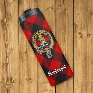 Clan Gregor Crest over Rob Roy Tartan Thermosbeker