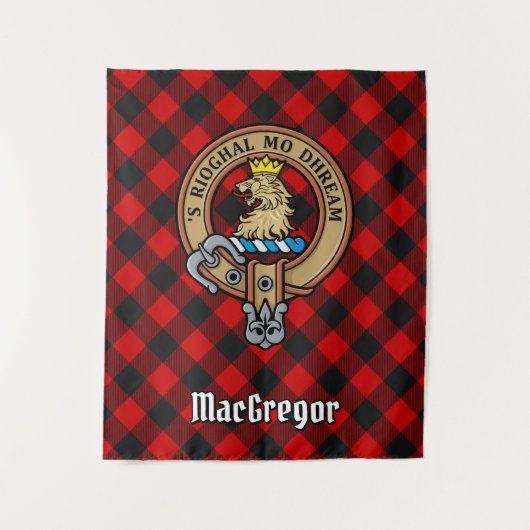 Clan Gregor Crest over Rob Roy Tartan Wandkleed (Voorkant)