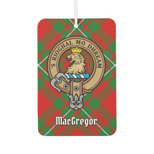 Clan Gregor Crest over Tartan Air Freshener Luchtverfrisser (Voorkant)