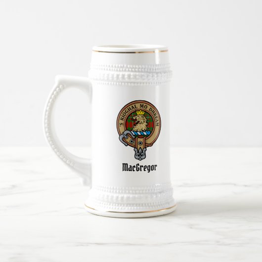 Clan Gregor Crest over Tartan Beer Stein Bierpul (Links)