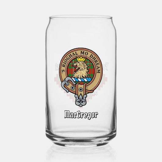 Clan Gregor Crest over Tartan Blikvorm Glas (Voorkant)