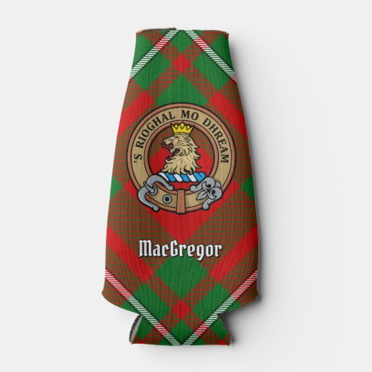 Clan Gregor Crest over Tartan Bottle Cooler (Voorkant)
