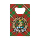 Clan Gregor Crest over Tartan Creditkaart Flessenopener (Voorkant)