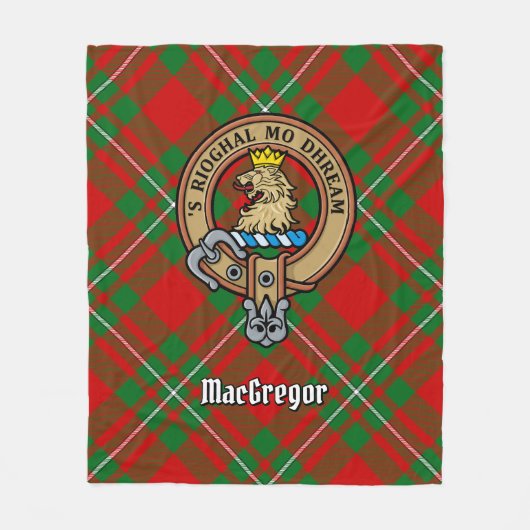 Clan Gregor Crest over Tartan Fleece Deken (Voorkant)