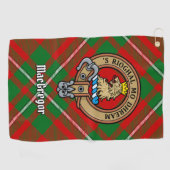 Clan Gregor Crest over Tartan Golf Towel Golfhanddoek (Horizontaal)