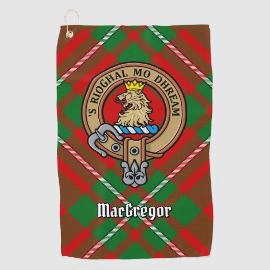 Clan Gregor Crest over Tartan Golf Towel Golfhanddoek (Voorkant)