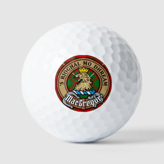 Clan Gregor Crest over Tartan Golfballen (Voorkant)