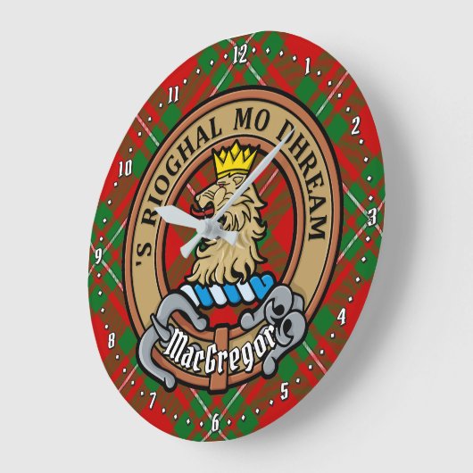 Clan Gregor Crest over Tartan Grote Klok (Hoek)