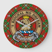 Clan Gregor Crest over Tartan Grote Klok (Voorkant)