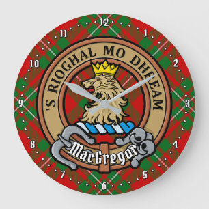 Clan Gregor Crest over Tartan Grote Klok