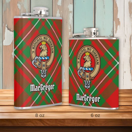 Clan Gregor Crest over Tartan Heupfles