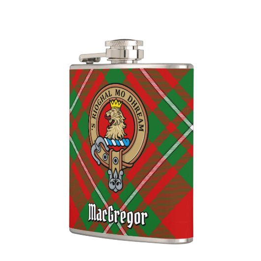 Clan Gregor Crest over Tartan Heupfles (Links)