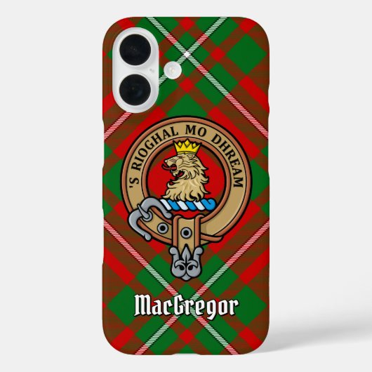 Clan Gregor Crest over Tartan iPhone Case (Achterkant)