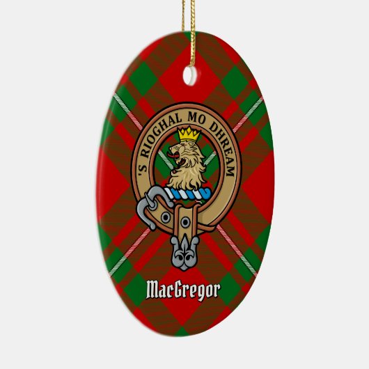 Clan Gregor Crest over Tartan Keramisch Ornament (Rechts)