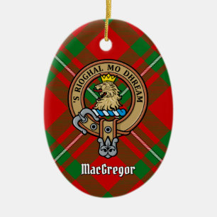 Clan Gregor Crest over Tartan Keramisch Ornament