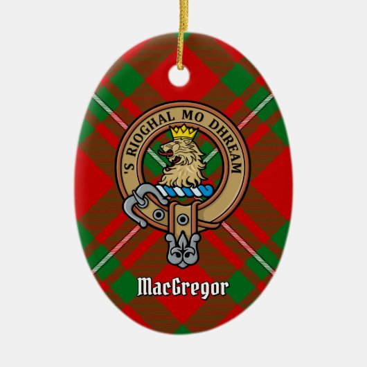 Clan Gregor Crest over Tartan Keramisch Ornament (Voorkant)