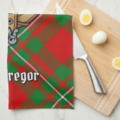 Clan Gregor Crest over Tartan Kitchen Towel Theedoek (Quarter Fold)