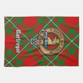Clan Gregor Crest over Tartan Kitchen Towel Theedoek (Horizontaal)
