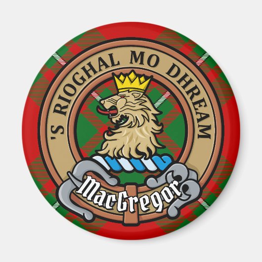 Clan Gregor Crest over Tartan Magneet (Voorkant)
