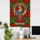 Clan Gregor Crest over Tartan Poster (Thuiskantoor)