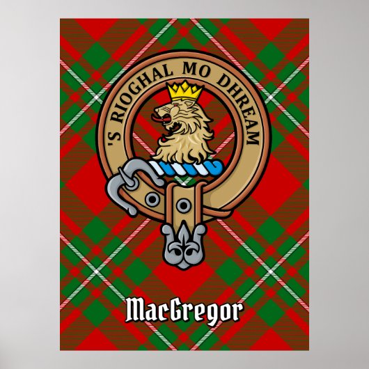 Clan Gregor Crest over Tartan Poster (Voorkant)