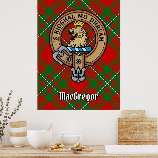Clan Gregor Crest over Tartan Poster (Keuken)
