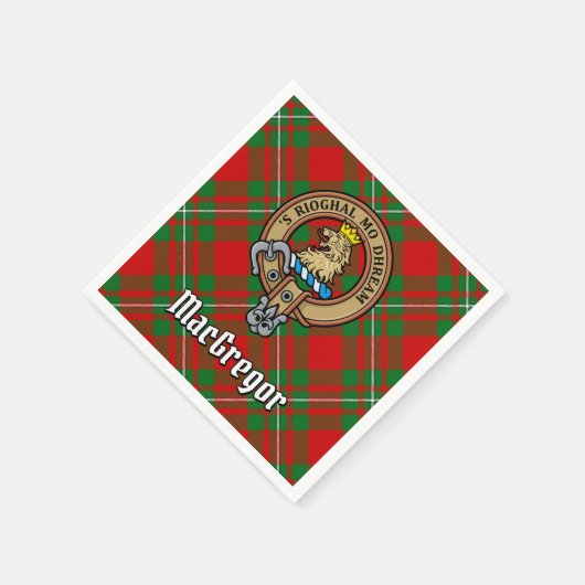 Clan Gregor Crest over Tartan Servet (Hoek)