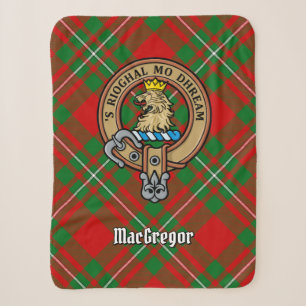 Clan Gregor Crest over Tartan Sherpa Deken