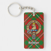 Clan Gregor Crest over Tartan Sleutelhanger (Voorkant)