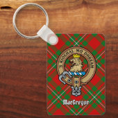 Clan Gregor Crest over Tartan Sleutelhanger (Voorkant)