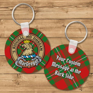 Clan Gregor Crest over Tartan Sleutelhanger