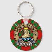 Clan Gregor Crest over Tartan Sleutelhanger (Voorkant)