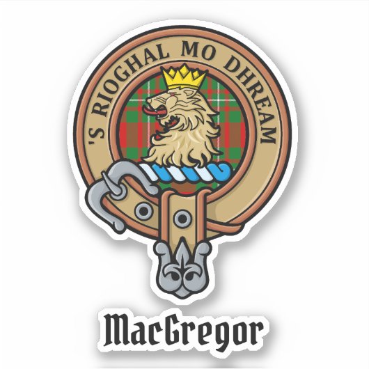 Clan Gregor Crest over Tartan Sticker (Voorkant)