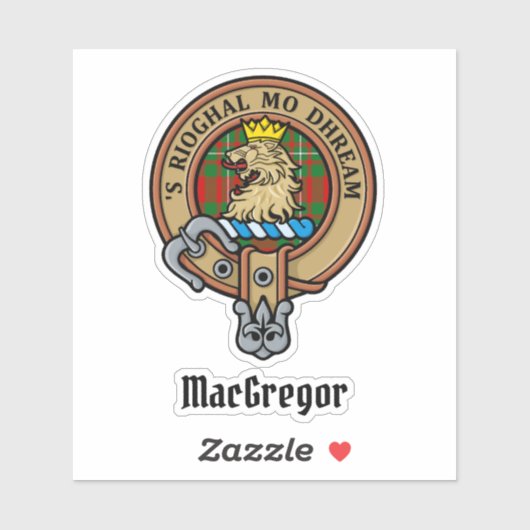 Clan Gregor Crest over Tartan Sticker (Vel)